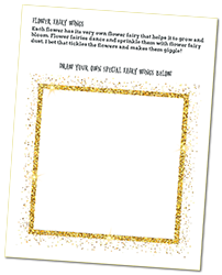 Page with gold, glittery frame for drawing a picture