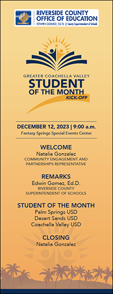 December Greater Coachella Valley Student Of The Month Program