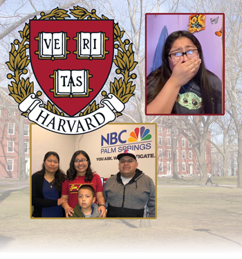 Elizabeth Esteban celebrating Harvard University acceptance