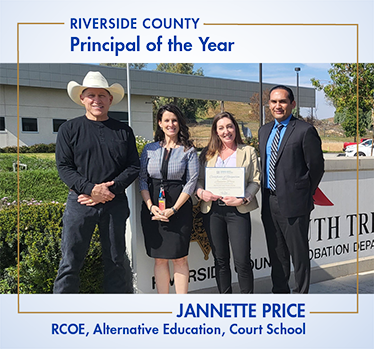 Principal of the Year, Jannette Price, with Dr. Gomez, her husband, and Deanna McCarty, Executive Director